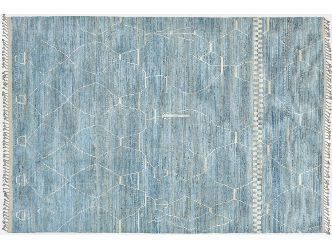 Modern Moroccan Wool Rug 10 X 14