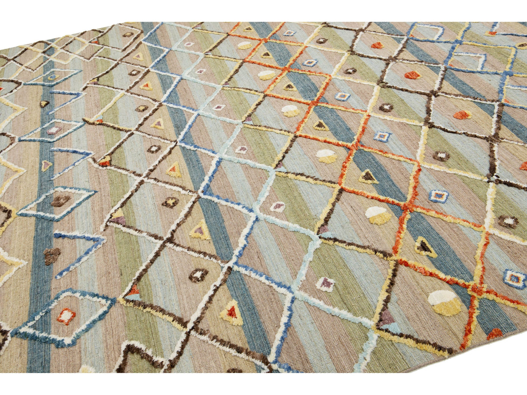 Modern Moroccan Wool Rug 9 X 12