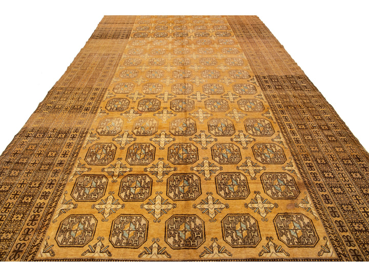 Antique Turkmen Wool Rug 9 X 17