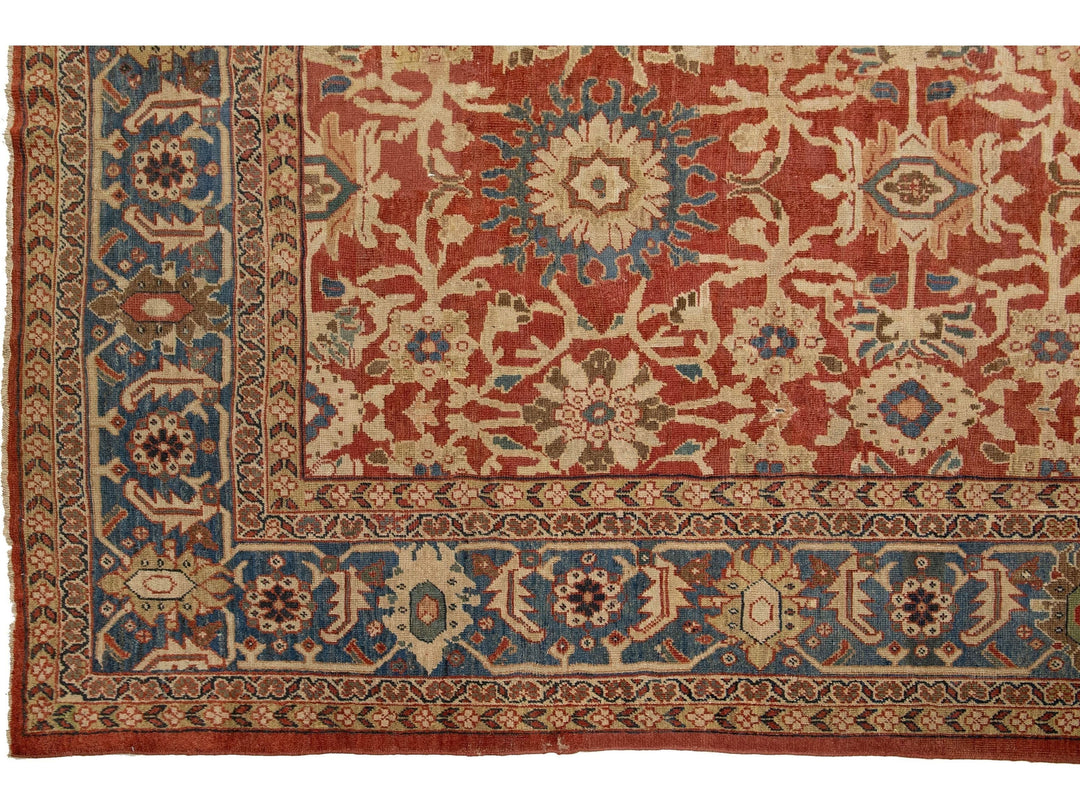 Antique Persian Sultanabad Wool Rug 14 X 22