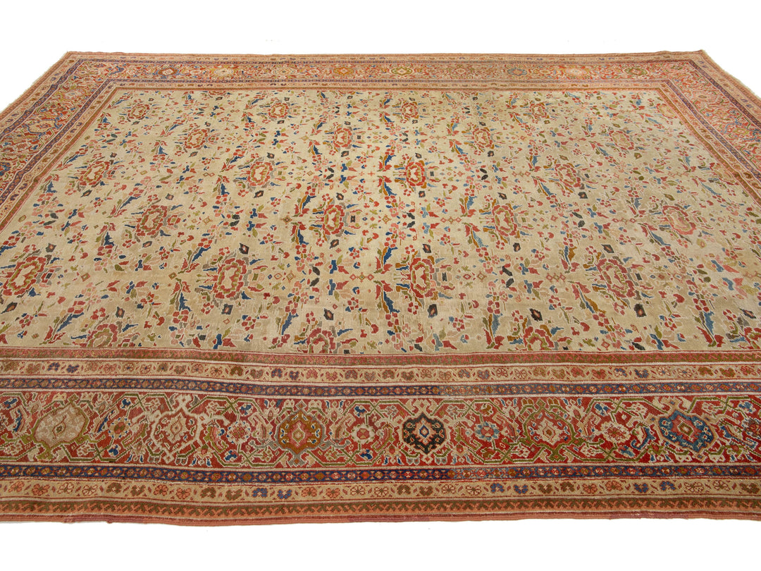 Antique Persian Sultanabad Wool Rug 9 X 13