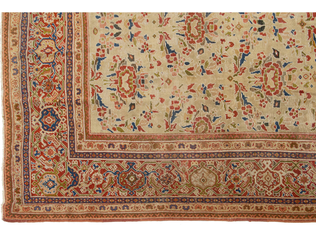Antique Persian Sultanabad Wool Rug 9 X 13