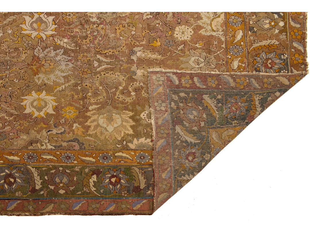 Antique Unique Persian Isfahan Wool Rug 7 X 12