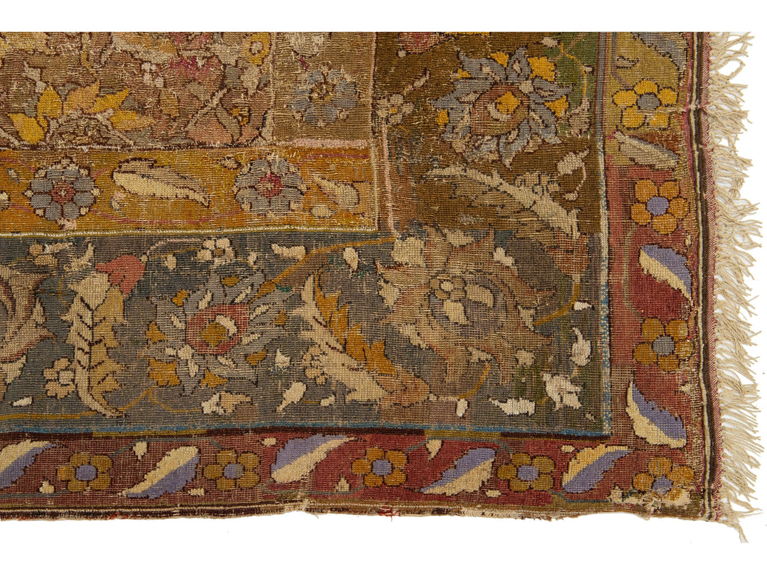 Antique Unique Persian Isfahan Wool Rug 7 X 12