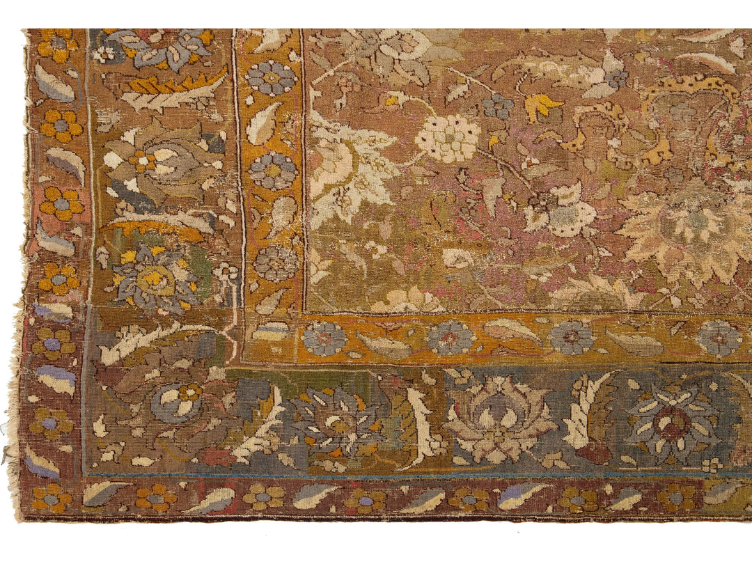 Antique Unique Persian Isfahan Wool Rug 7 X 12