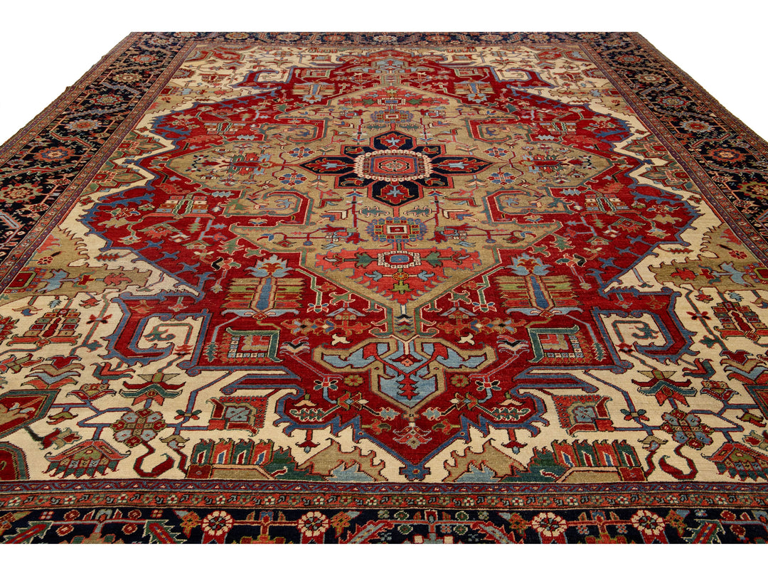 Antique Serapi Wool Rug 11 X 15