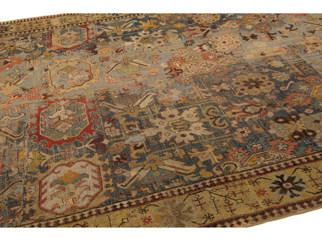 Antique Unique Caucasian Kuba Wool Rug 7 X 17