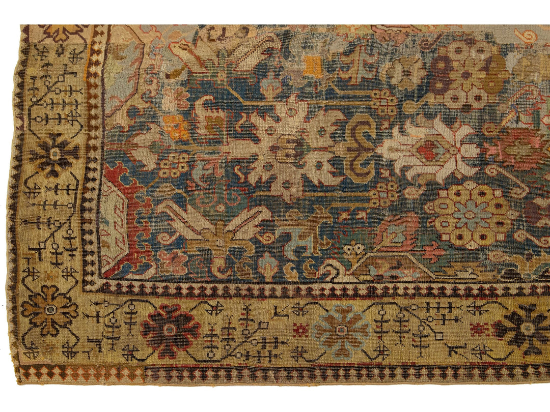 Antique Unique Caucasian Kuba Wool Rug 7 X 17