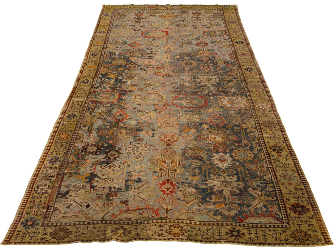 Antique Unique Caucasian Kuba Wool Rug 7 X 17