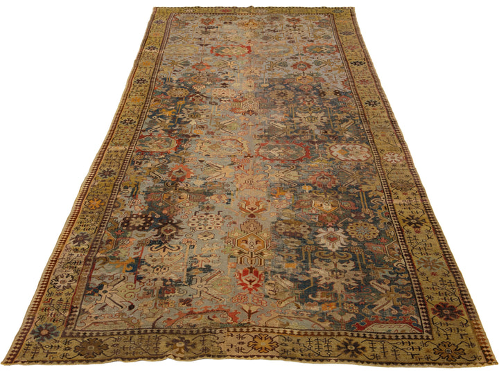 Antique Unique Caucasian Kuba Wool Rug 7 X 17