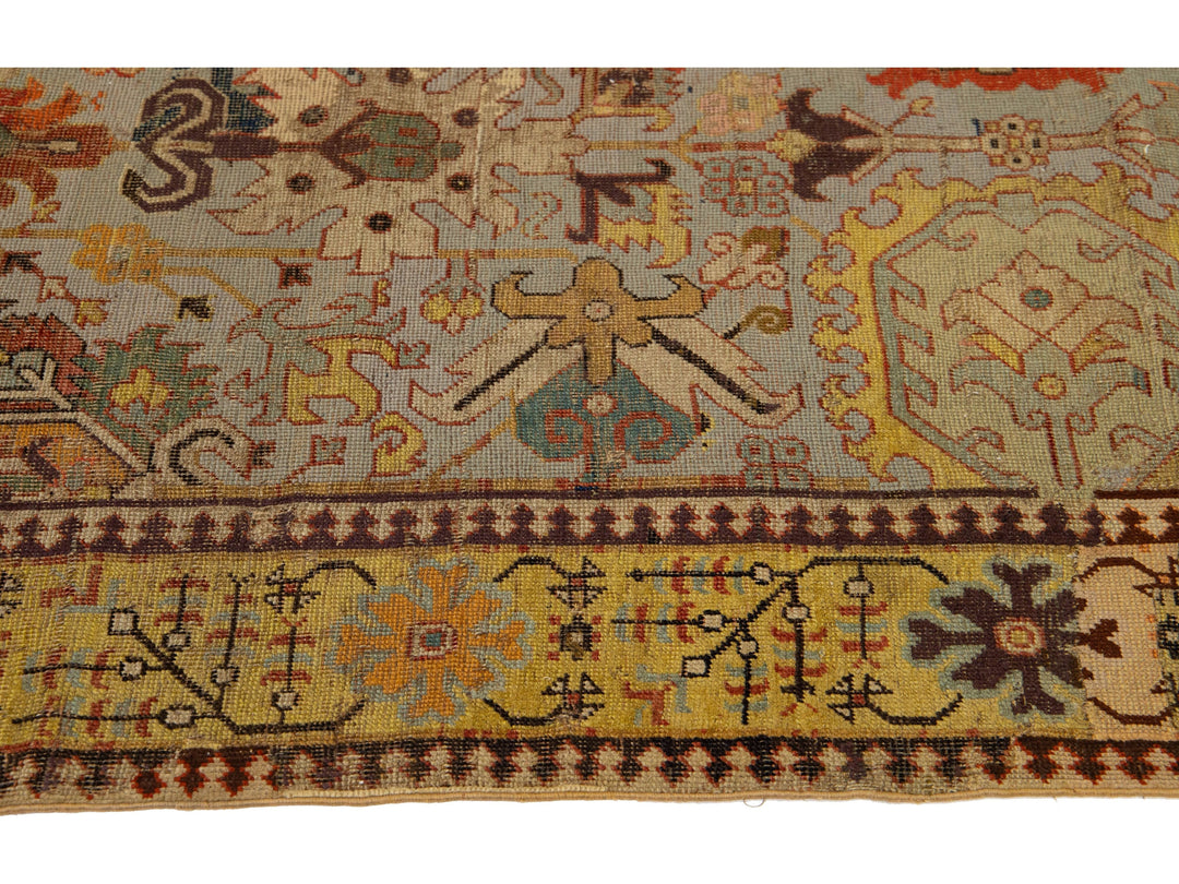 Antique Unique Caucasian Kuba Wool Rug 7 X 17