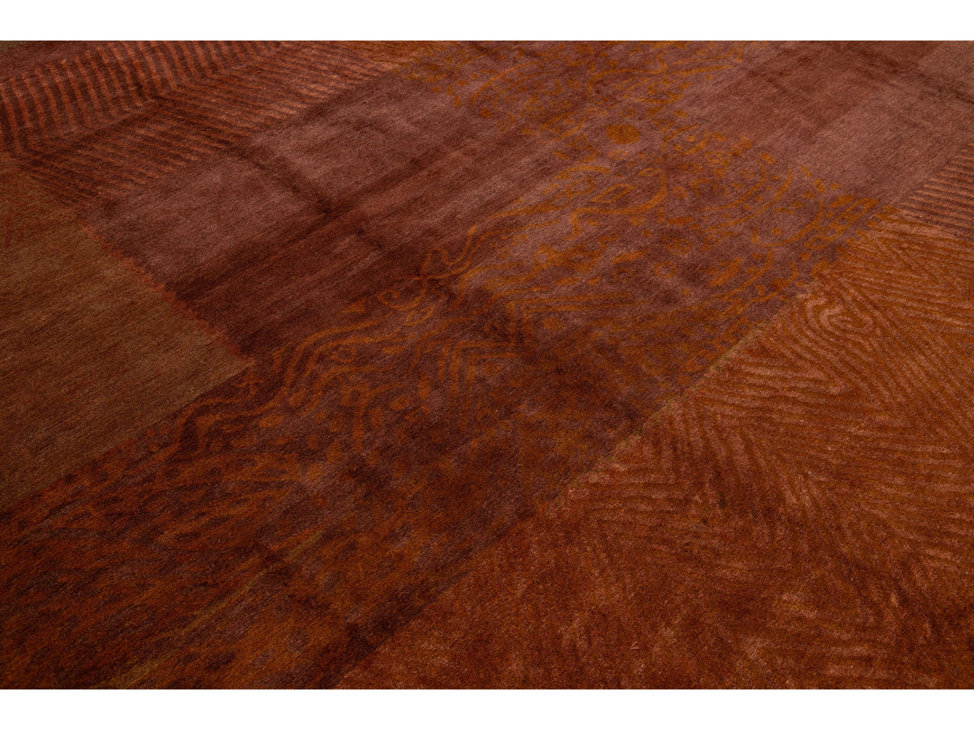 Modern Tibetan Wool & Silk Rug 13 X 16