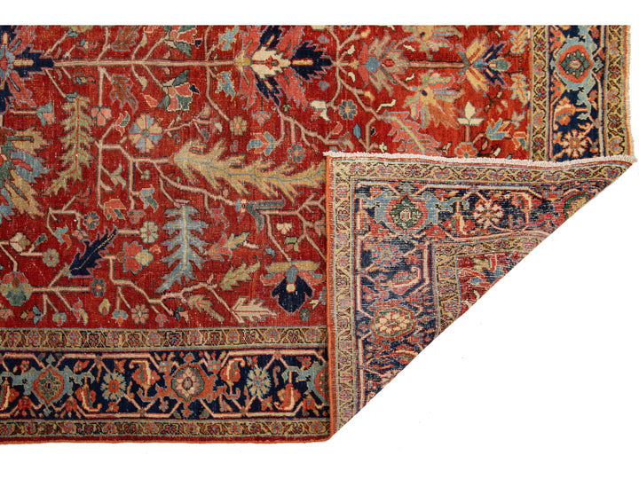 Antique Heriz Wool Rug 9 X 13