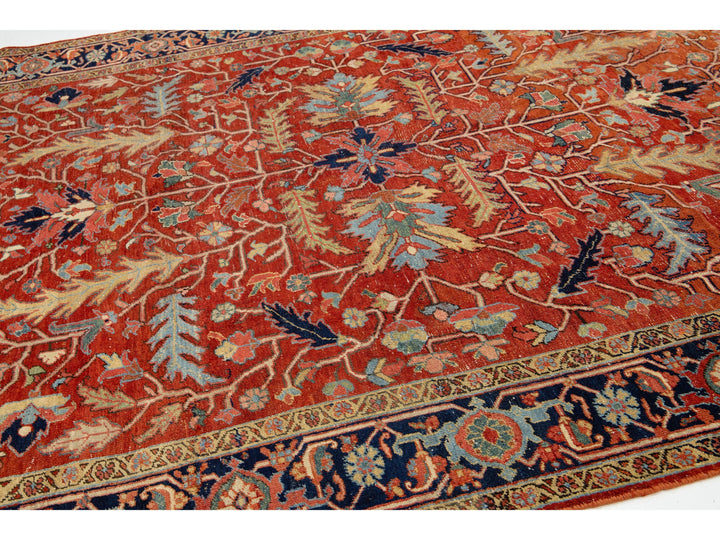 Antique Heriz Wool Rug 9 X 13