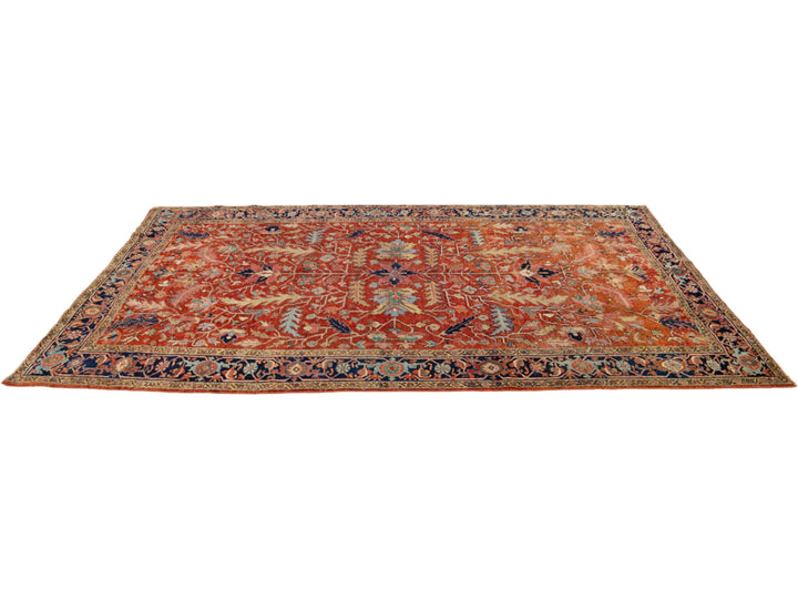 Antique Heriz Wool Rug 9 X 13