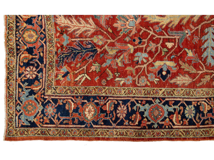 Antique Heriz Wool Rug 9 X 13