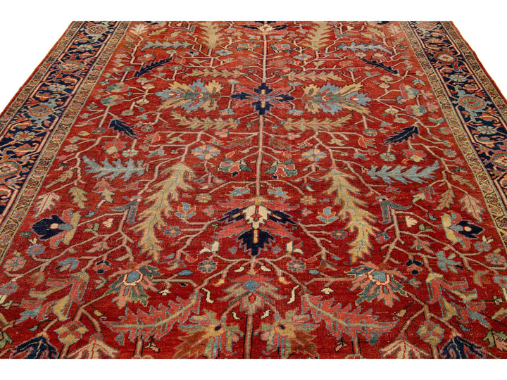 Antique Heriz Wool Rug 9 X 13