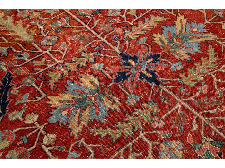 Antique Heriz Wool Rug 9 X 13