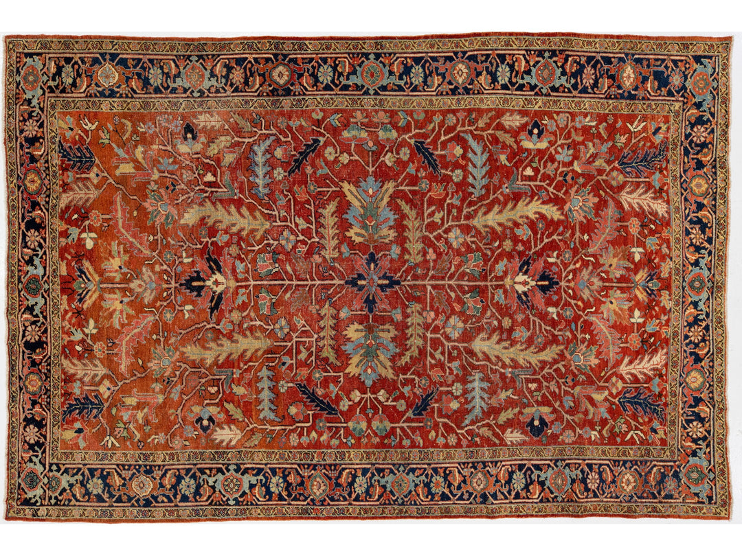 Antique Heriz Wool Rug 9 X 13