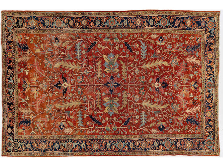 Antique Heriz Wool Rug 9 X 13
