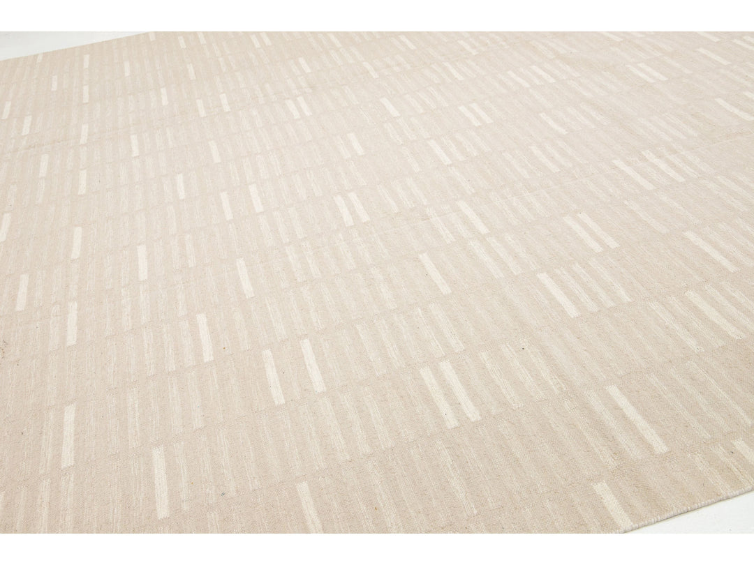 Modern Kilim Flatweave Wool Rug 12 X 15