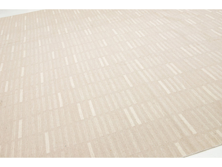 Modern Kilim Flatweave Wool Rug 12 X 15