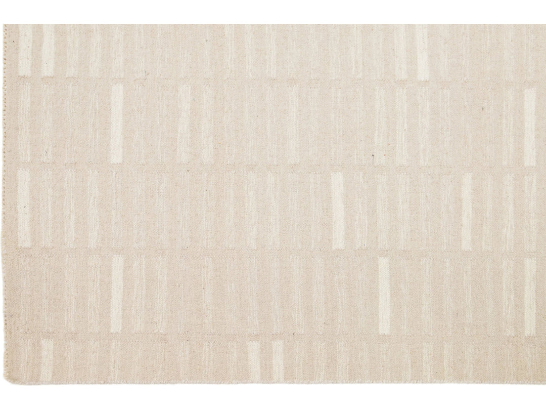 Modern Kilim Flatweave Wool Rug 12 X 15
