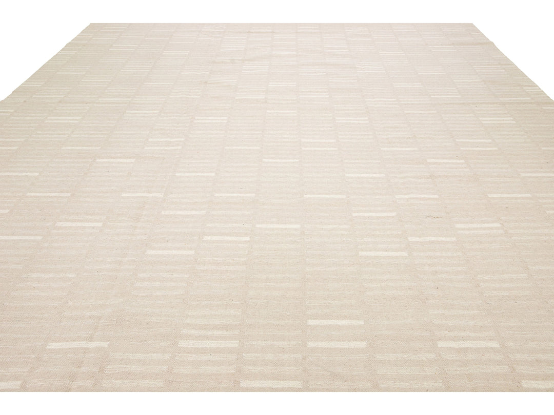 Modern Kilim Flatweave Wool Rug 12 X 15