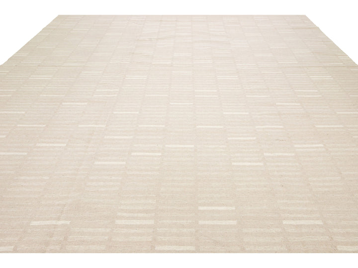 Modern Kilim Flatweave Wool Rug 12 X 15