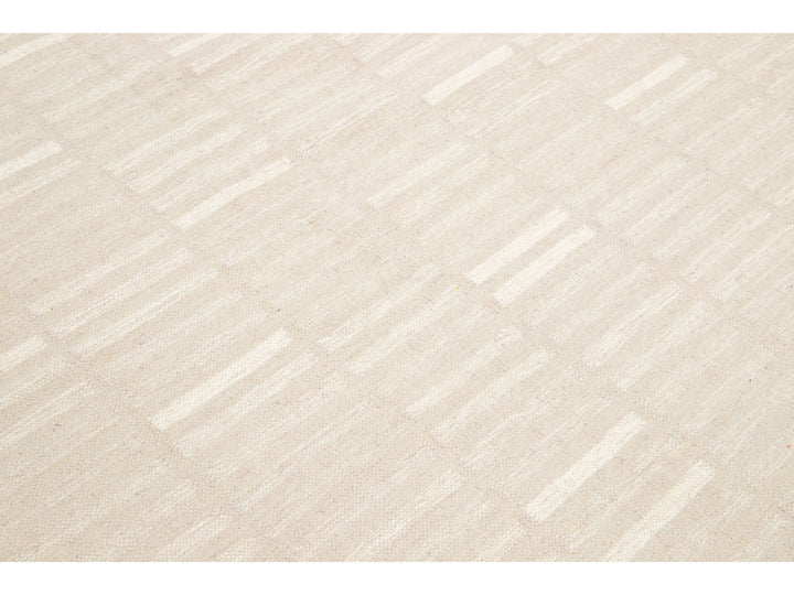 Modern Kilim Flatweave Wool Rug 12 X 15