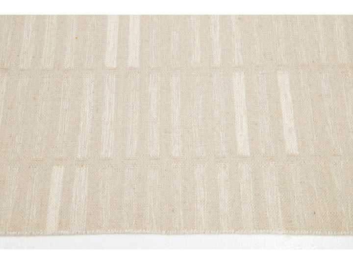 Modern Kilim Flatweave Wool Rug 12 X 15