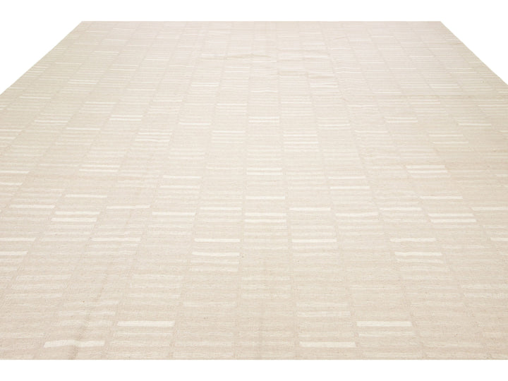 Modern Kilim Flatweave Wool Rug 12 X 15