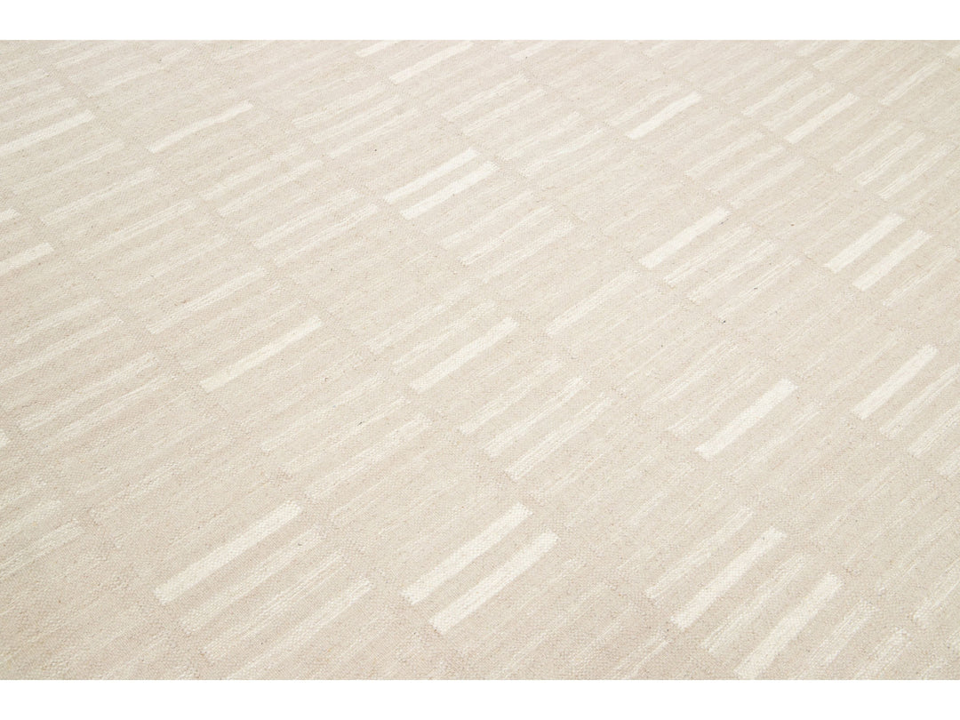 Modern Kilim Flatweave Wool Rug 12 X 15