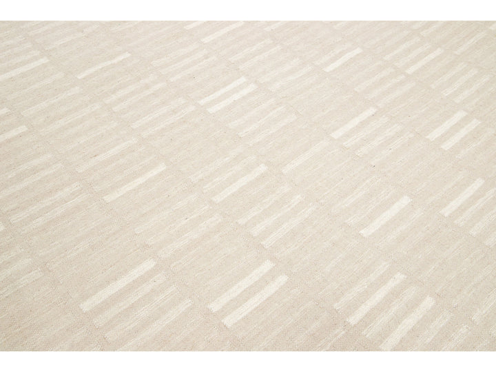 Modern Kilim Flatweave Wool Rug 12 X 15