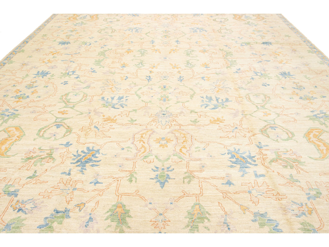 Modern Oushak Wool Rug 12 X 15