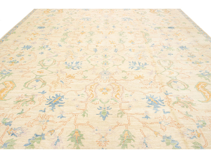 Modern Oushak Wool Rug 12 X 15