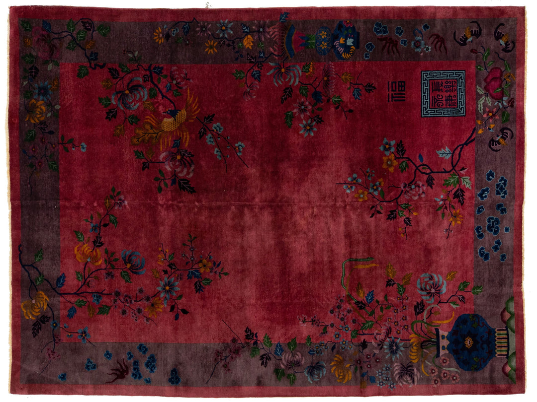 Antique Art Deco Chinese Rug 9 X 12