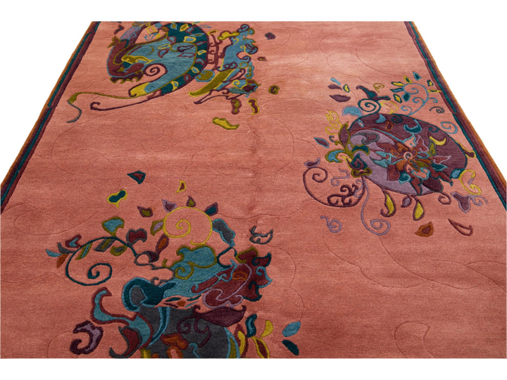 Antique Chinese Art Deco Wool Rug 7 X 10