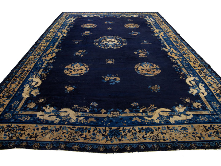 Antique Chinese Peking Wool Rug 10 X 15