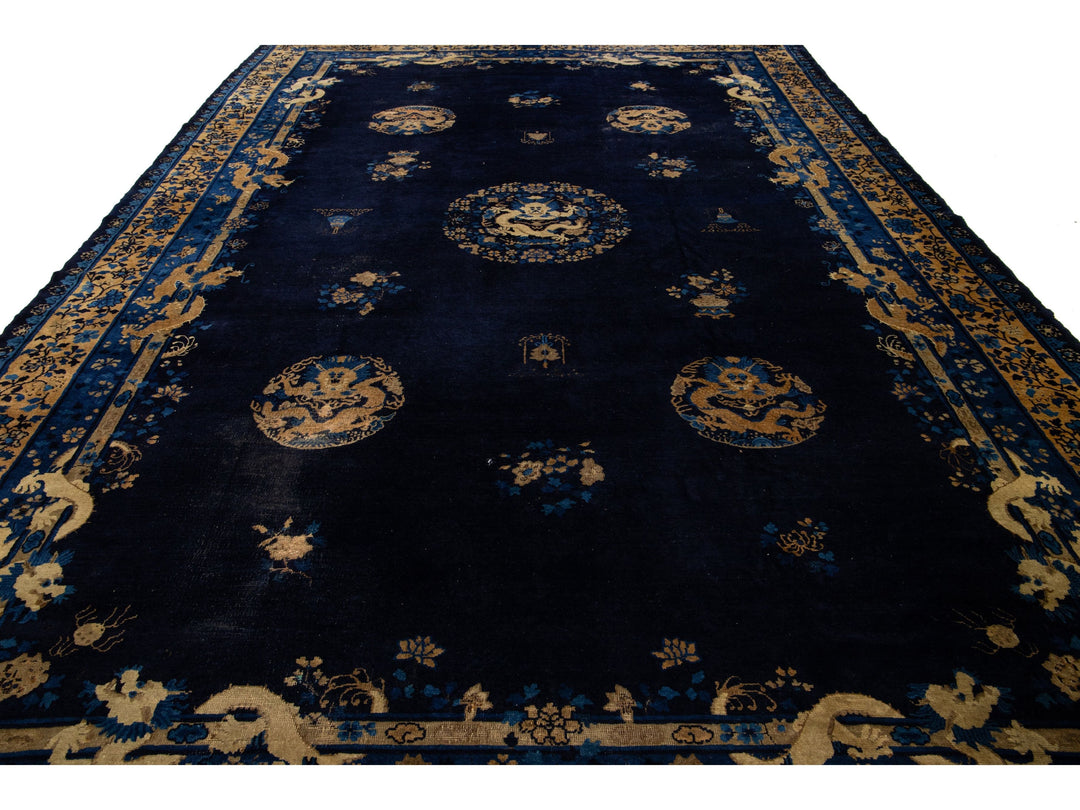 Antique Chinese Peking Wool Rug 10 X 15