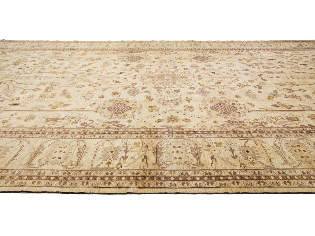 Modern Oushak Wool Rug 14 X 28