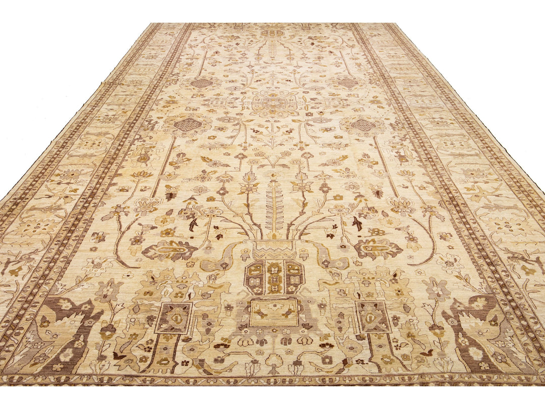 Modern Oushak Wool Rug 14 X 28