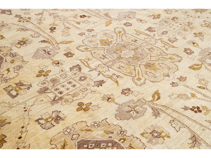 Modern Oushak Wool Rug 14 X 28
