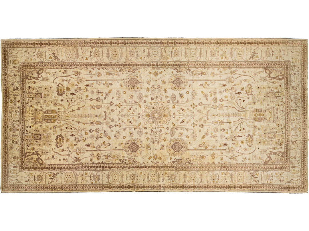 Modern Oushak Wool Rug 14 X 28