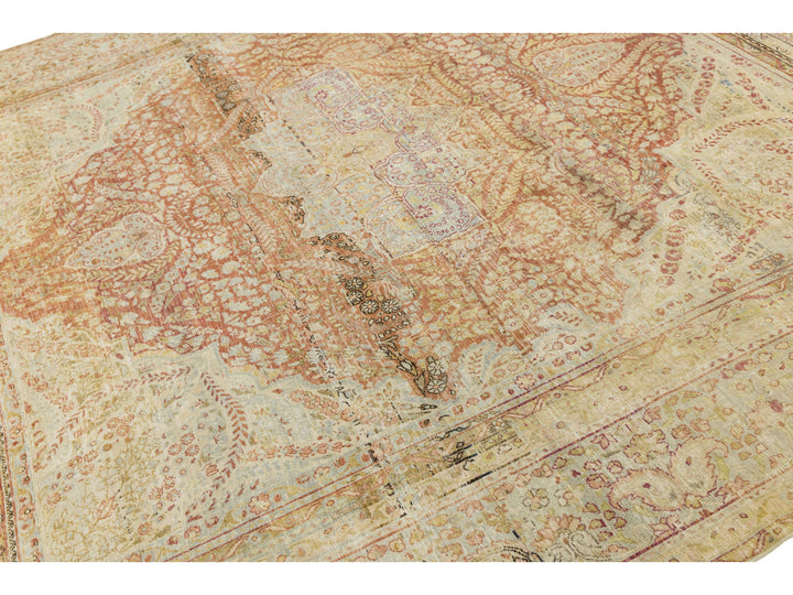 Antique Kerman Wool Rug 9 X 9
