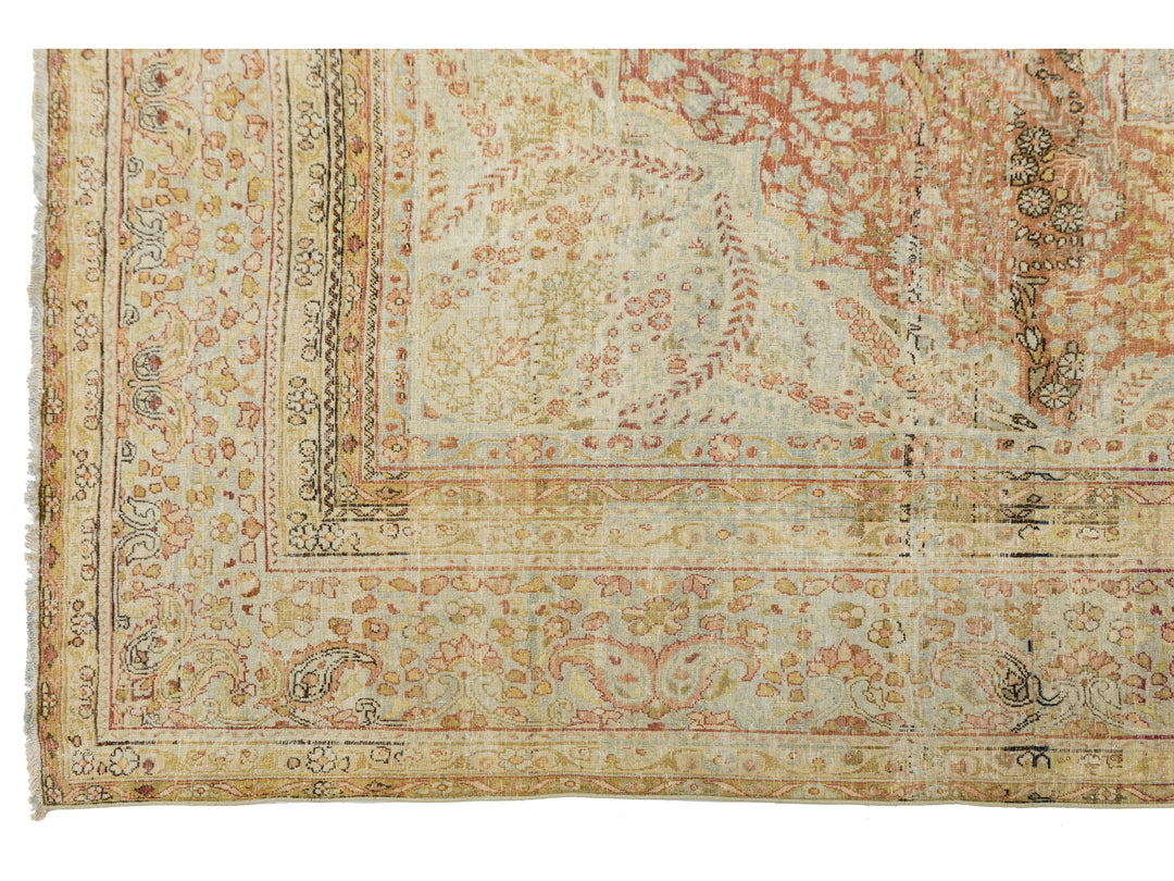 Antique Kerman Wool Rug 9 X 9