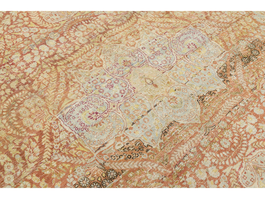 Antique Kerman Wool Rug 9 X 9