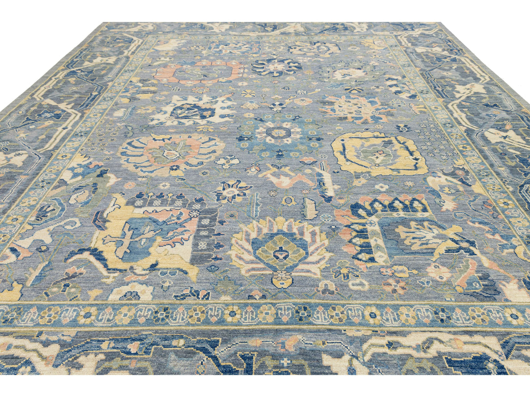 Modern Oushak Wool Rug 12 X 15