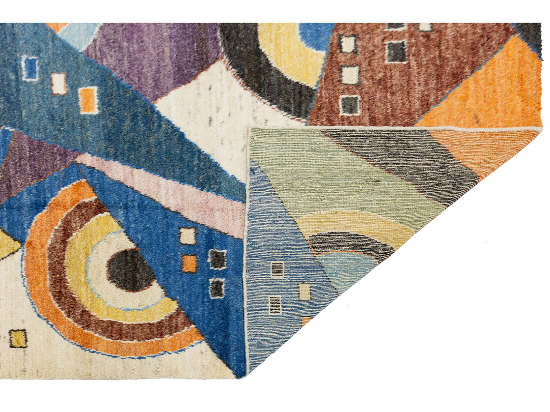 Modern Art Deco Moroccan Wool Rug 9 X 12