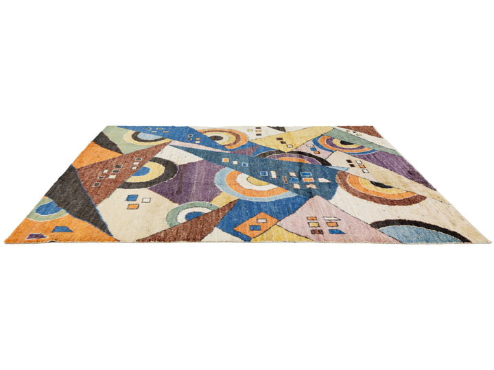 Modern Art Deco Moroccan Wool Rug 9 X 12